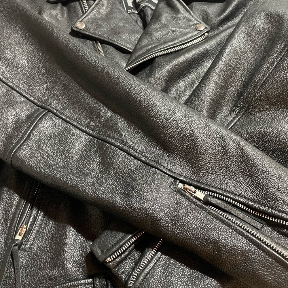 NWOT FMC MOTORCYCLE BIKER Heavy Leather Jacket. Size 48 Mens - Picture 6 of 13